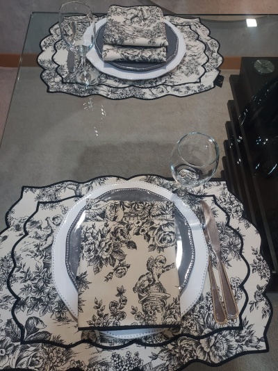 Individuais de Mesa 100% Algodão cor Preto - Ref.Renascimento