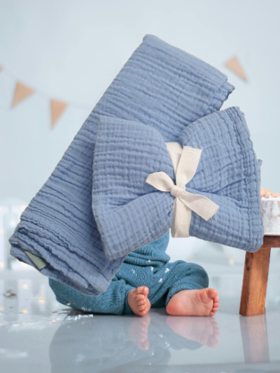 Fralda para bebé 100% Algodão cor Azul - Ref.Rodano