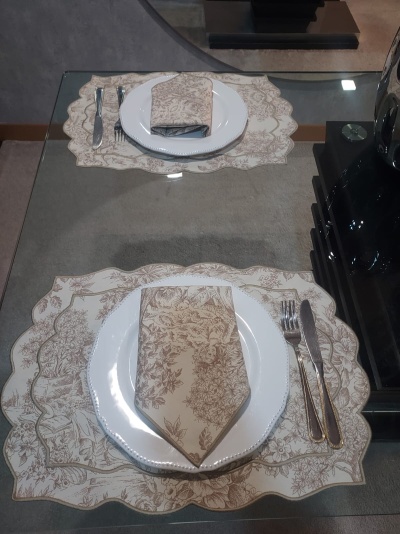 Individuais de Mesa 100% Algodão cor Bege - Ref.Renascimento