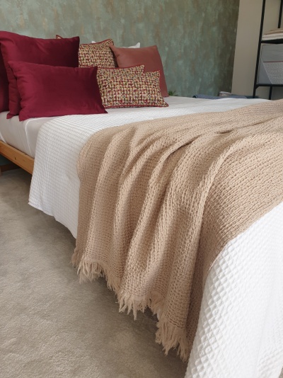 Manta 100% Algodão Favo cor Bege - Ref.856