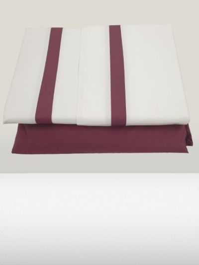 Jogo de Lençois 100% Algodão Percale 200 Fios cor Branco+Bordeaux - Sena