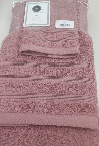 Conjunto Toalhas de Banho 100% Algodão 520g/m2 - cor Rosa Velho - Ref.Chique1