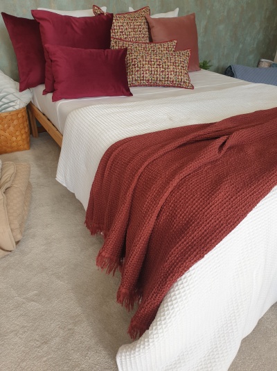 Manta 100% Algodão Favo cor Bordeaux - Ref.856