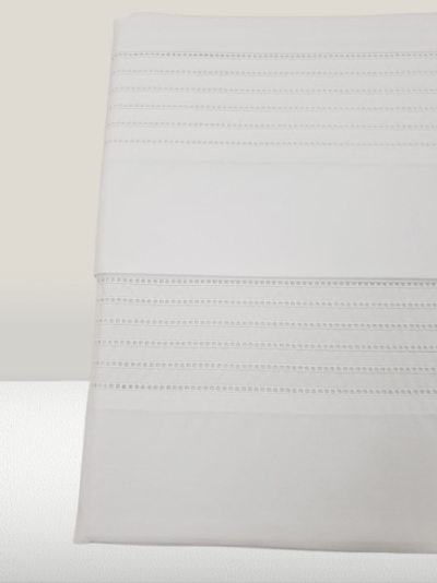 Jogo de Lençois 100% Algodão Percale 200Fios cor Branco com detalhe trabalhado - Ref.JCS Rubi