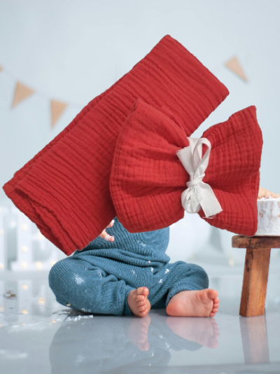 Fralda para bebé 100% Algodão cor Vermelho-Ref.Rodano