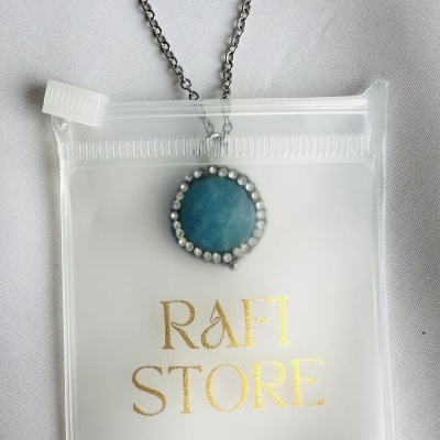 Colar Curto em Aço com Pingente de Turquesa