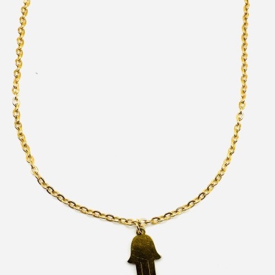 Simples Fio Dourado em Aço Com Mão de Fátima.