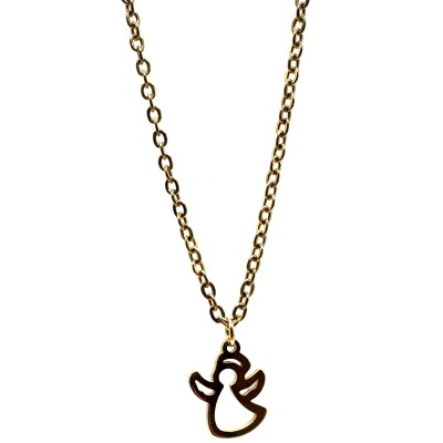 Fio com Anjo em Aço Prateado ou Dourado | Ajustável e Versátil Fio com Anjo em Aço Prateado ou Dourado | Ajustável e Versátil