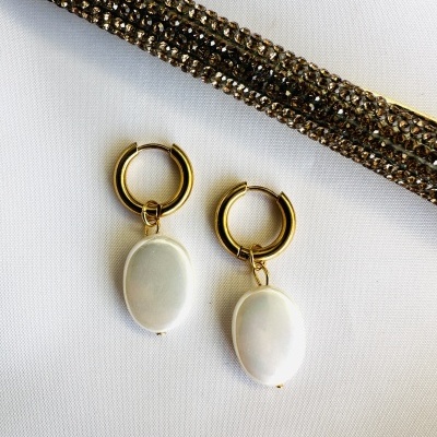 Argolas em Aço com Madrepérola.