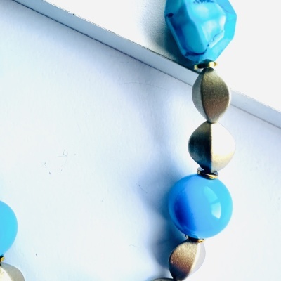 Colar Azul Turquesa e Dourado Mate | 48cm + 5cm | Confiança e Serenidade Colar Azul Turquesa e Dourado Mate | 48cm + 5cm | Confiança e Serenidade