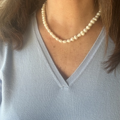 Colar Clássico com Pérolas Naturais.