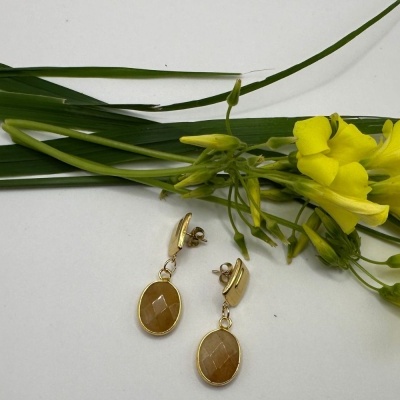 Brincos em Aço Dourado com Cristal