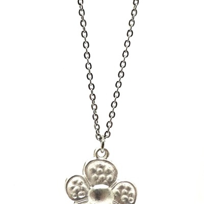 Fio em aço prateado com flor.