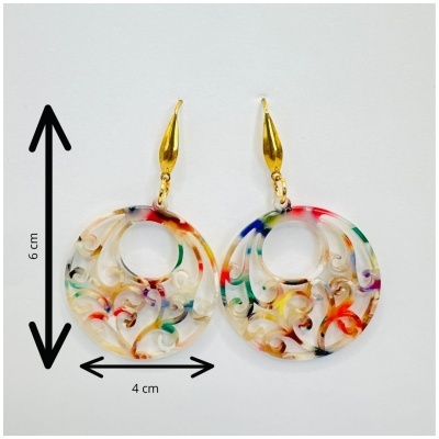 Brincos Redondos Multicoloridos Abstratos | 6cm | Arte e Autenticidade