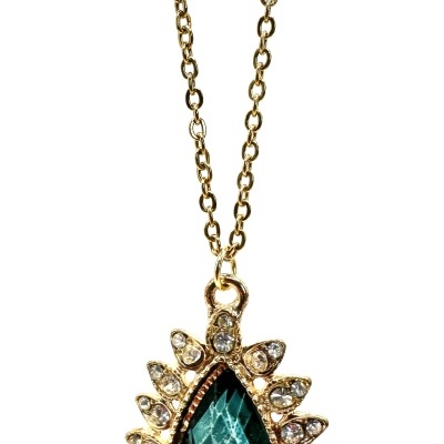 Colar Gota Verde com Cristais | Design Exclusivo da Rafi | 44cm + Extensor | Portes Grátis