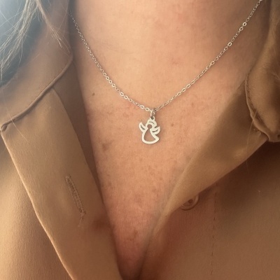 Fio com Anjo em Aço Prateado ou Dourado | Ajustável e Versátil Fio com Anjo em Aço Prateado ou Dourado | Ajustável e Versátil