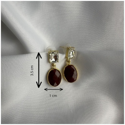 Brincos Luxo Pedra Natural e Cristal – Elegância e Sofisticação em Cada Detalhe!