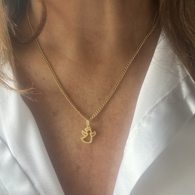 Fio com Anjo em Aço Prateado ou Dourado | Ajustável e Versátil Fio com Anjo em Aço Prateado ou Dourado | Ajustável e Versátil