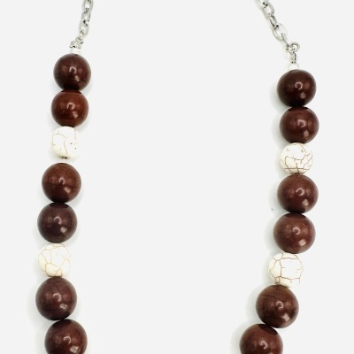 Colar Curto com Pedras Naturais em Tons de Castanho e Aço Prateado - Elegância Natural e Personalização Colar Curto com Pedras Naturais em Tons de Castanho e Aço Prateado - Elegância Natural e Personalização