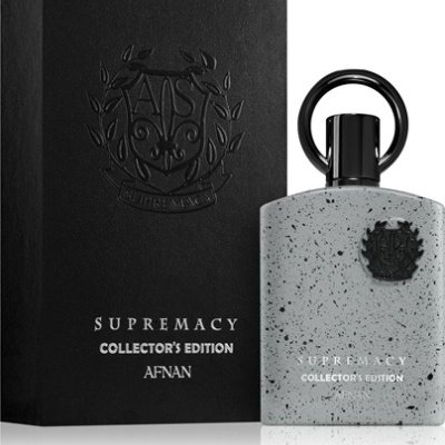 Frasco de perfume SUPREMACY Collectors Edition com caixa preta