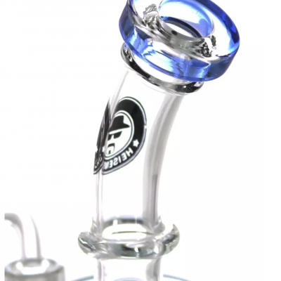 Bocal de vidro curvo com anel azul e logótipo HEISENBERG