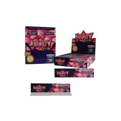 Embalagens de papel de enrolar Juicy Jay's Bubblegum com design rosa e azul