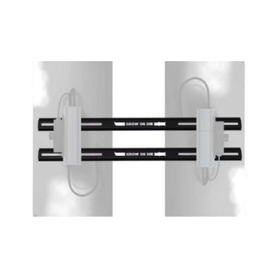 Barras led pretas para cultivo com suportes brancos e inscrições em fundo branco.