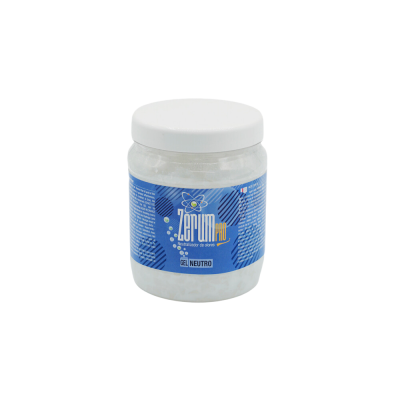 Frasco plástico branco com tampa branca e rótulo azul de gel neutro Zerum PRO