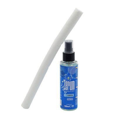Frasco de spray azul Zerum com tubo branco texturado