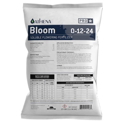 Saco branco de fertilizante solúvel Bloom ATHENA PRO 0-12-24