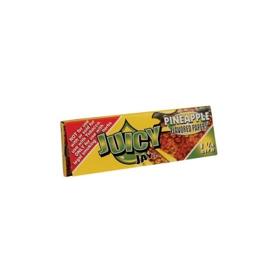 Pacote amarelo e vermelho de papel de enrolar Juicy Jays sabor ananás