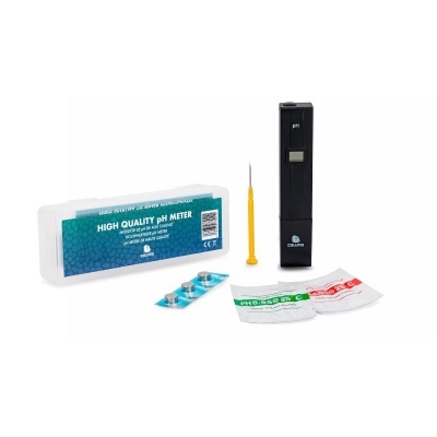 Medidor de pH digital com acessórios e embalagem