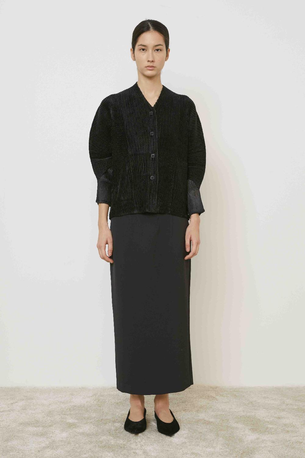 Black Pleated Structured Jacket Black Pleated Structured Jacket