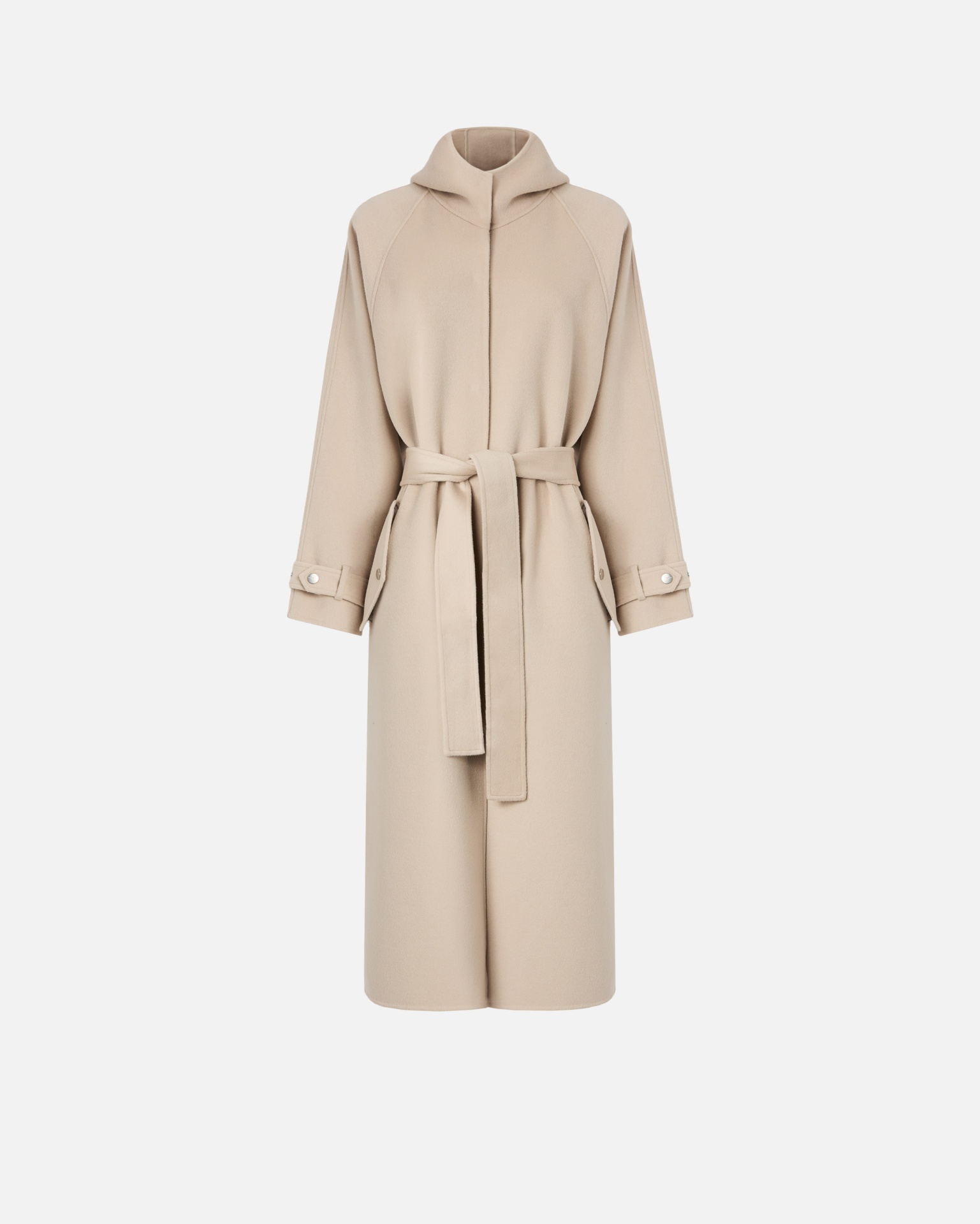 Long Double Cloth Coat with Belt