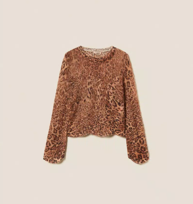 Mohair blend jumper with animal print Mohair blend jumper with animal print