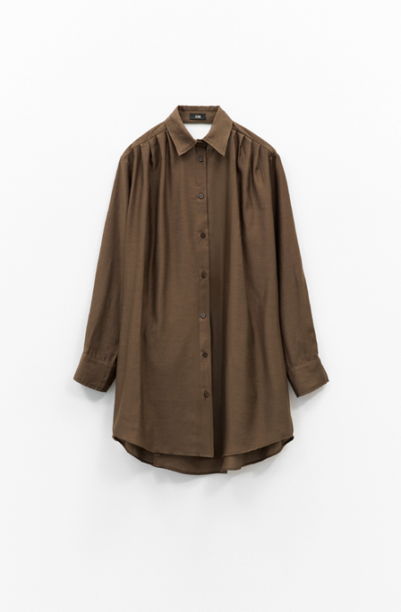 Brown Draped Open-Back Shirt Brown Draped Open-Back Shirt