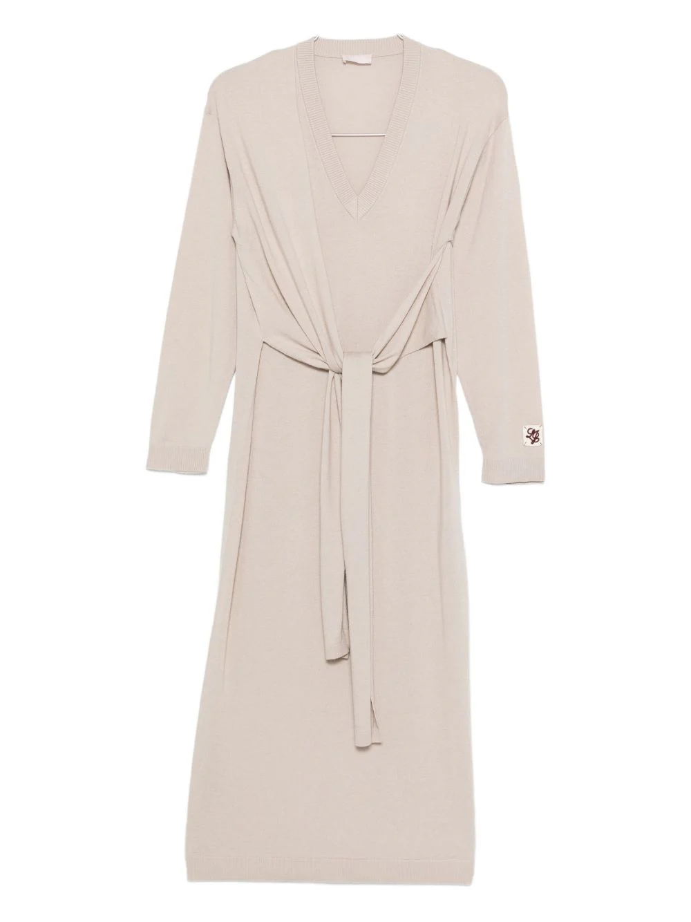 Beige knit midi dress with knot detail Beige knit midi dress with knot detail