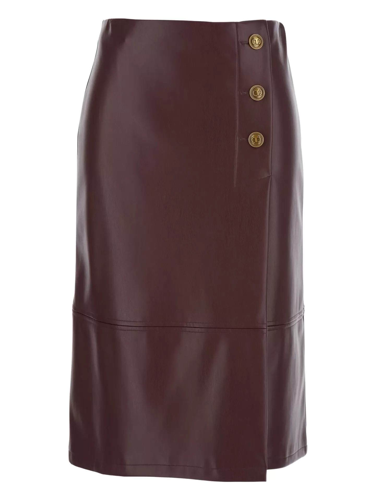 Burgundy Faux Leather Midi Skirt Burgundy Faux Leather Midi Skirt
