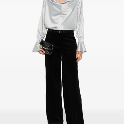 Relaxed-fit satin blouse - Grey