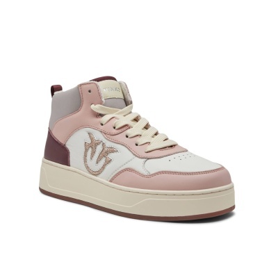 Detroit Pastel Pink and Burgundy Retro Sneakers