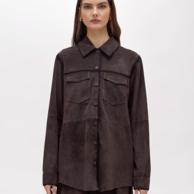 Suede Shirt With Crochet