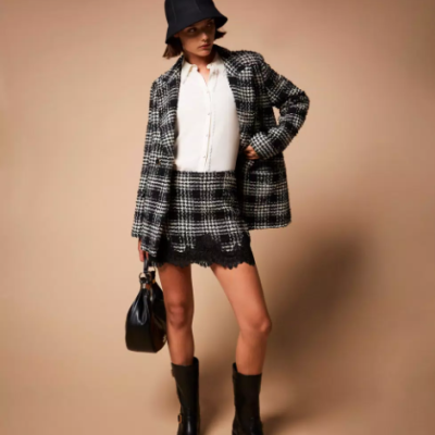 Bouclé check miniskirt