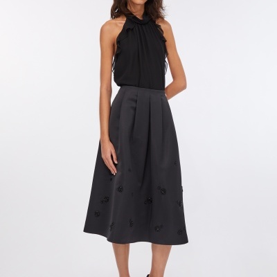 Taffeta midi skirt
