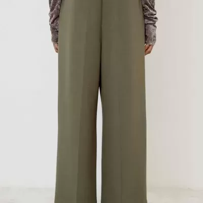 Straight Trousers with Elastic Waist