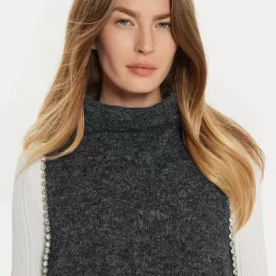 Crystal-trim knit vest