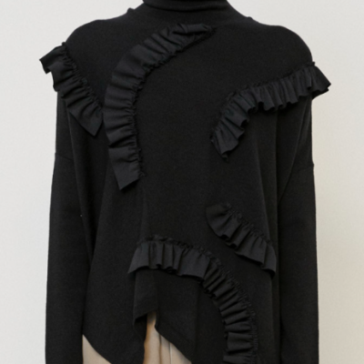 Knitted Sweater with Ruffle Detailing