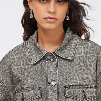 Faux fur jacket with collar