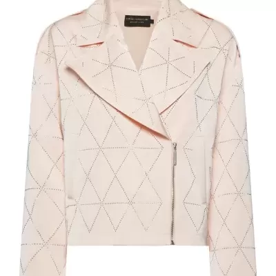 Satin Jacket with Geometric Crystal Studs