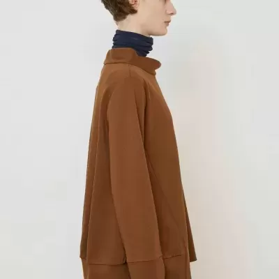 Flared Blouse with Crater Collar - Tabacco