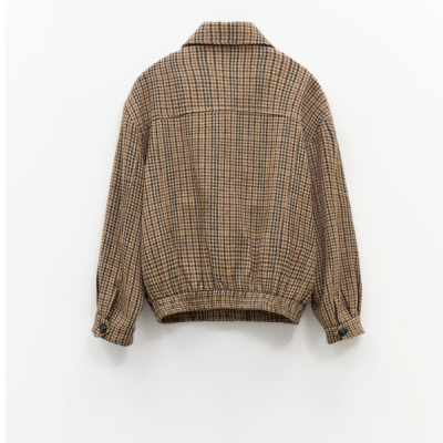 Camel Houndstooth Wool Jacket